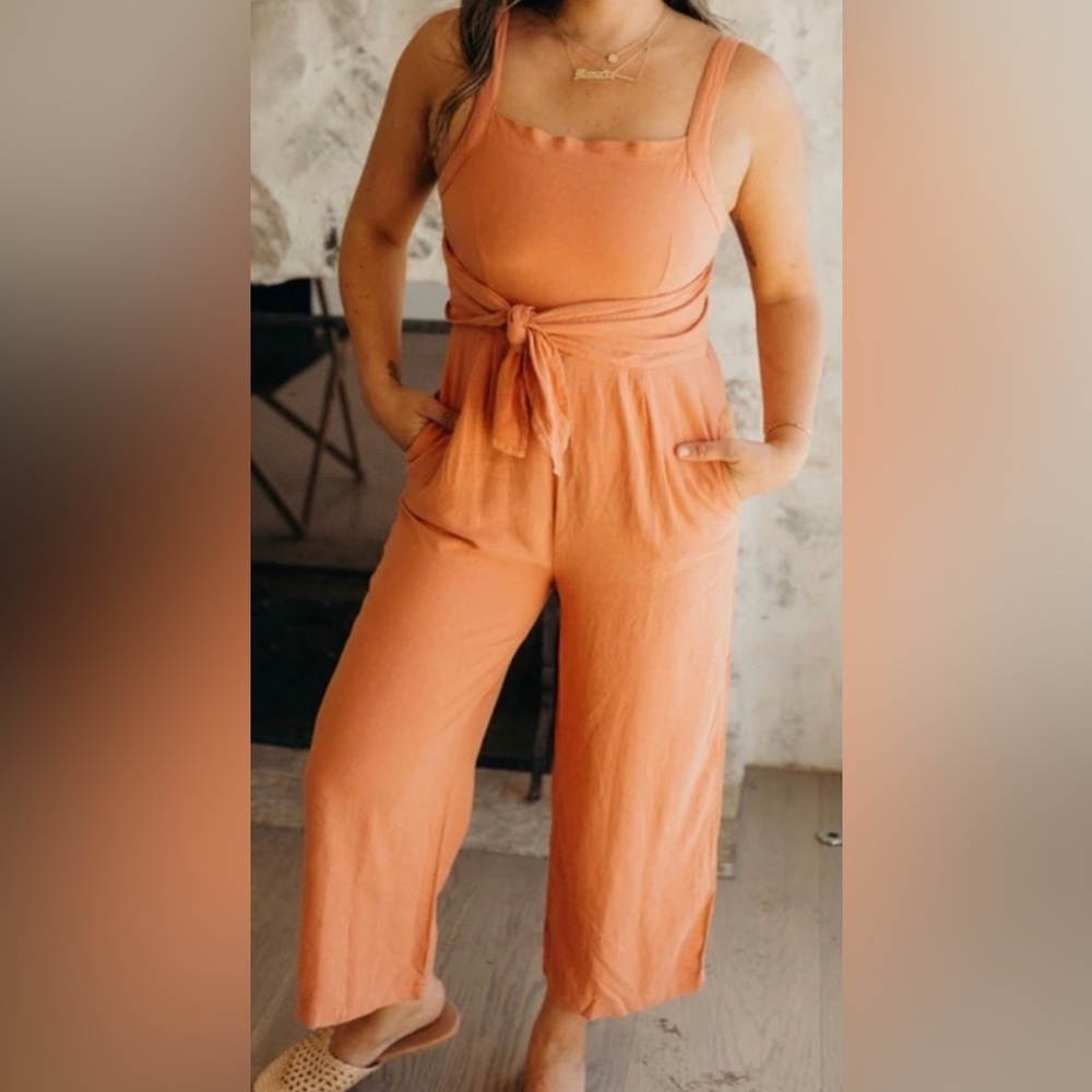 CJLA I Carly Jean Ames Square Neck Jumpsuit Tied Front or Back
